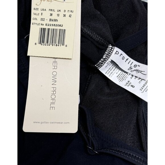 Gottex Sz 8 Swimsuit Embrace V Neck One Piece Black/white New - Picture 5 of 5